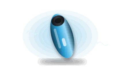 Illustration of an air-pulse toy (drawing, not the actual product)