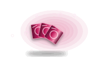 Illustration of foil condom wrappers (drawing, not the actual product)
