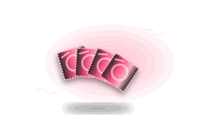 Illustration of foil condom wrappers (drawing, not the actual product)