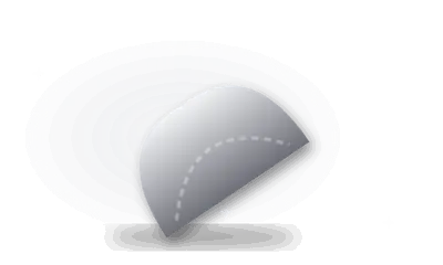 Illustration of a curved cushion (drawing, not the actual product)
