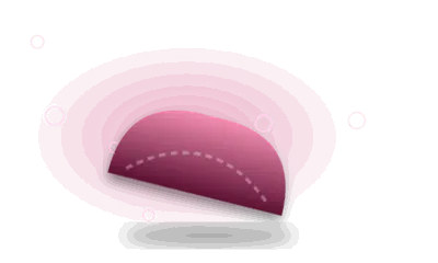 Illustration of a curved cushion (drawing, not the actual product)