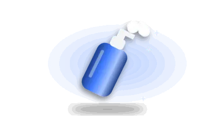 Illustration of a foaming cleaner bottle (drawing, not the actual product)