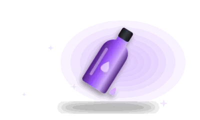 Illustration of a massage-oil bottle (drawing, not the actual product)