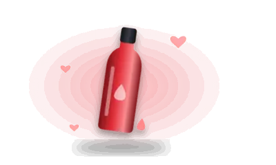 Illustration of a massage-oil bottle (drawing, not the actual product)