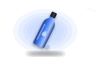 Illustration of a massage-oil bottle (drawing, not the actual product)