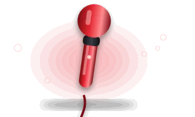 Illustration of a wand massager (drawing, not the actual product)