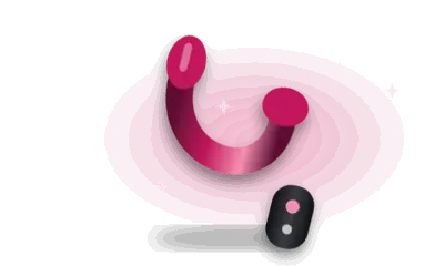 Illustration of a wearable vibrator with remote (drawing, not the actual product)