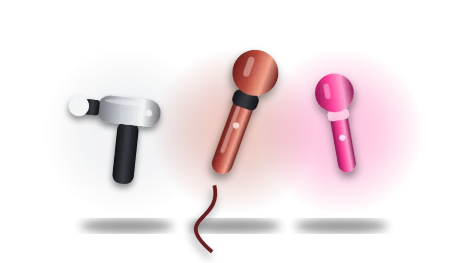Drawing: a handheld body massager, a wand massager and a mini wand